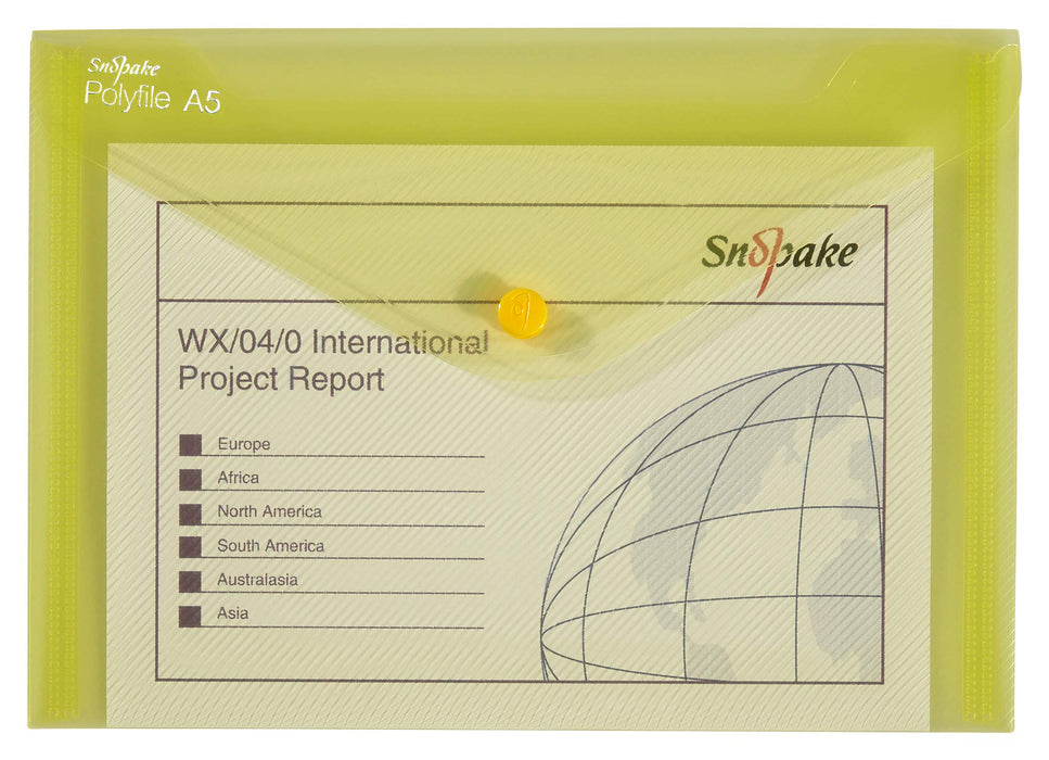 Snopake Polyfile Document Wallet A5 Press Stud PP (Polypropylene) Landscape 25 (W) x 18.5 (H) cm Assorted Pack of 5