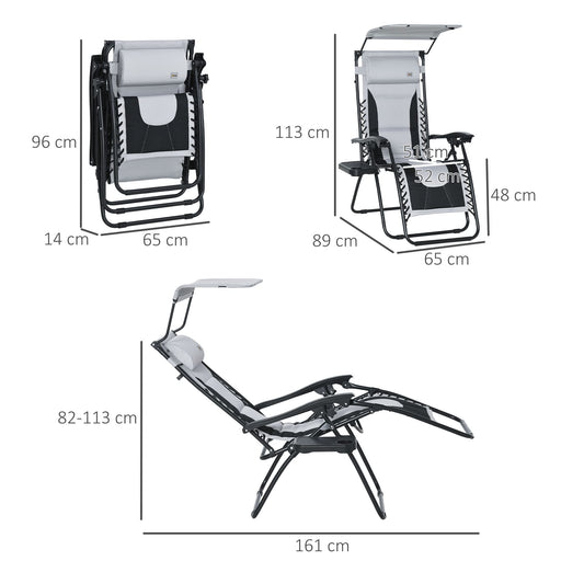 OutSunny Lounge Chair ?Alloy Steel 650 x 890 x 1,130 mm Grey