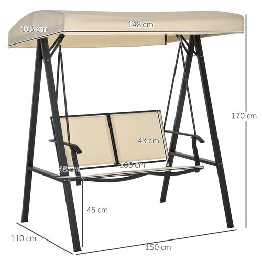 OutSunny Bench Steel, PL (Polyester), Texteline Beige 1,100 x 1,500 x 1,700 mm