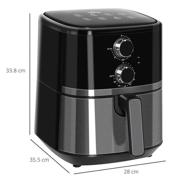 HOMCOM Air Fryer 4.5 L 1500 W Steel, PP (Polypropylene) Black