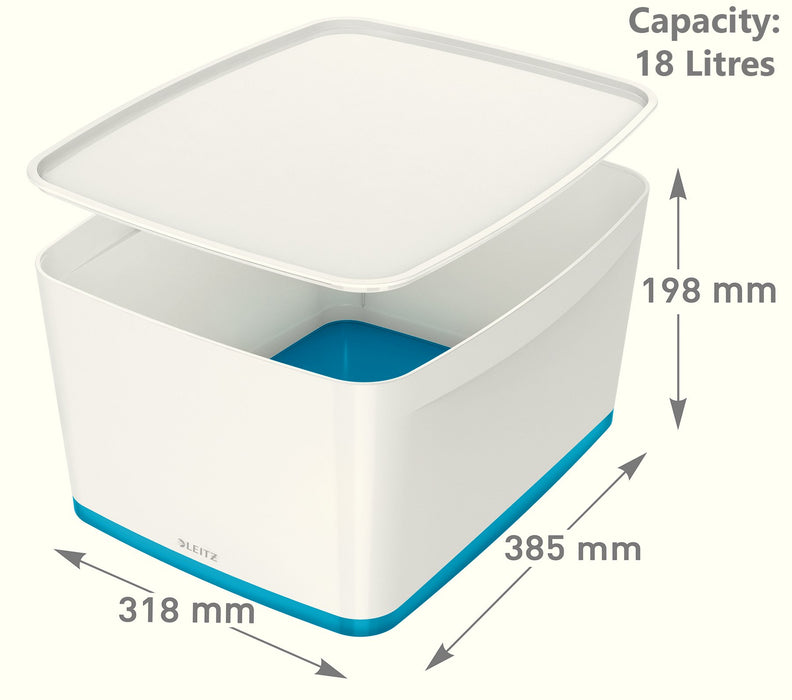 Leitz MyBox WOW Storage Box 18 L White, Blue Plastic 31.8 x 38.5 x 19.8 cm