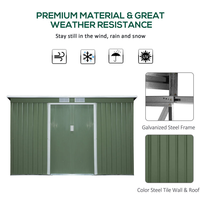 OutSunny Garden Shed 1.3 x 2.8 x 1.72 m Green