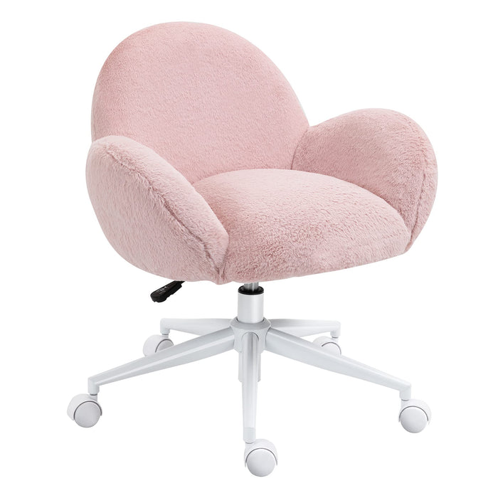 HOMCOM Office Chair Fluffy Fabric Pink