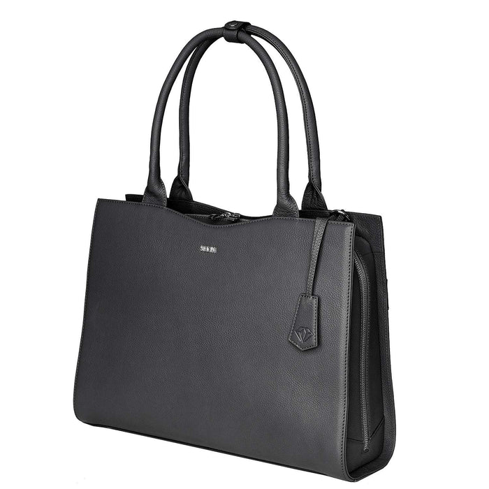 SOCHA Laptop Bag Diamond 15.6 Inch Leather Black 44 x 13 x 31 cm