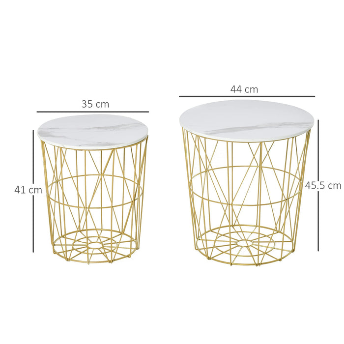 HOMCOM Round Nesting Side Tables Pack of 2