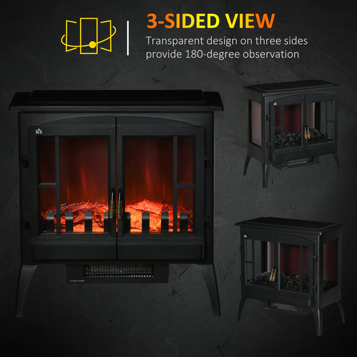 HOMCOM Fireplace 820-292V70BK Steel, Tempered Glass, ABS (Acrylonitrile Butadiene Styrene)