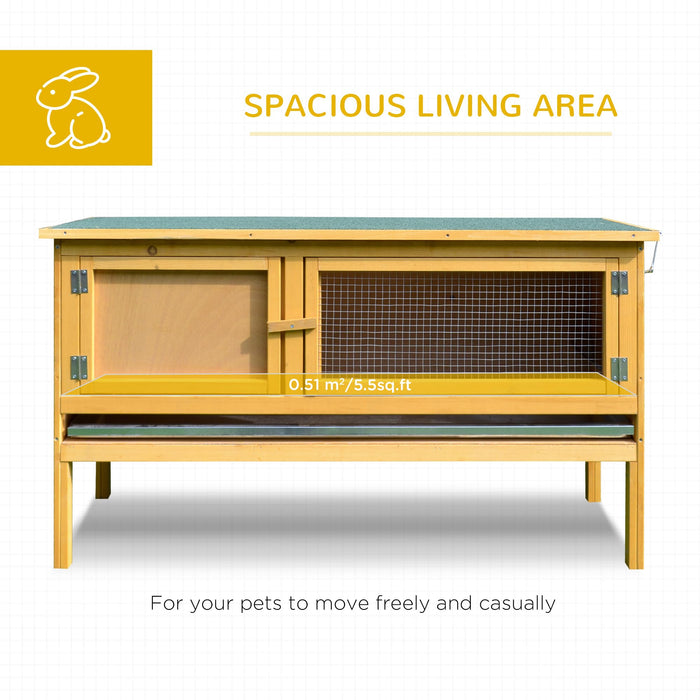 PawHut Rabbit Hutch Yellow, Green 443 mm x 1150 mm x 650 mm