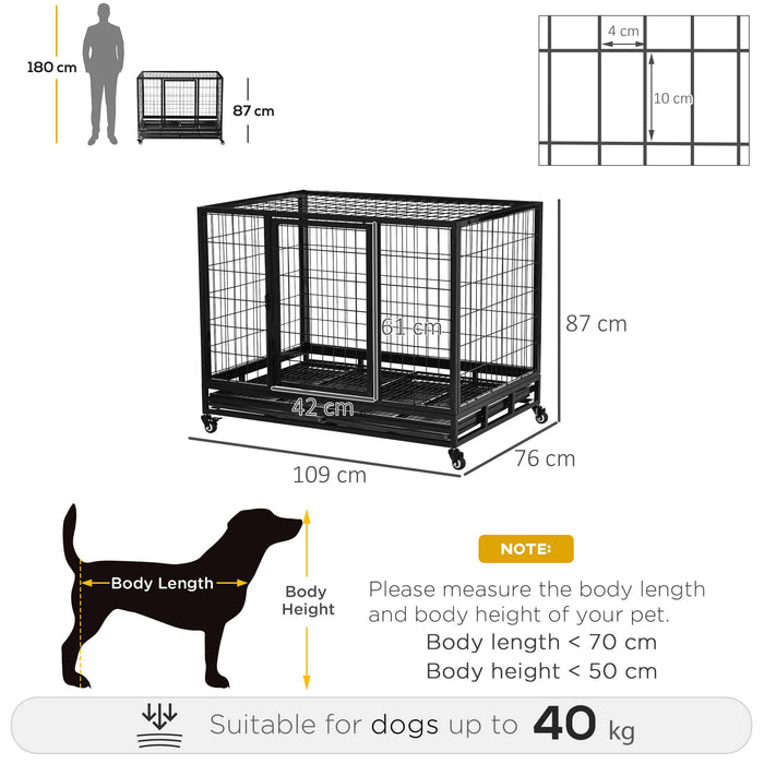 PawHut Dog Cage Black 760 mm x 1090 mm x 870 mm