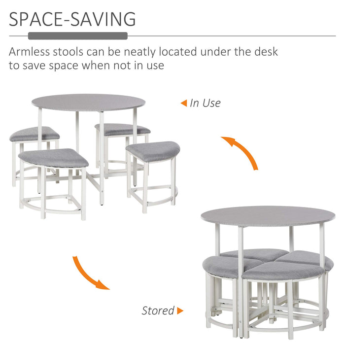 HOMCOM Dining Table Set and Stools Grey