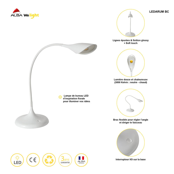 Alba Desk Lamp Ledarum White White