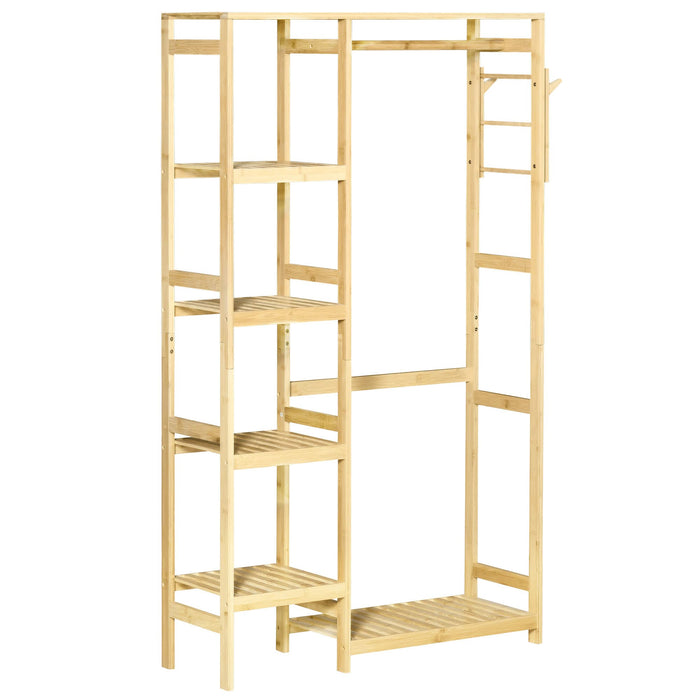 HOMCOM Clothes Rack Bamboo Natural wood finish 90 x 30 x 155 cm