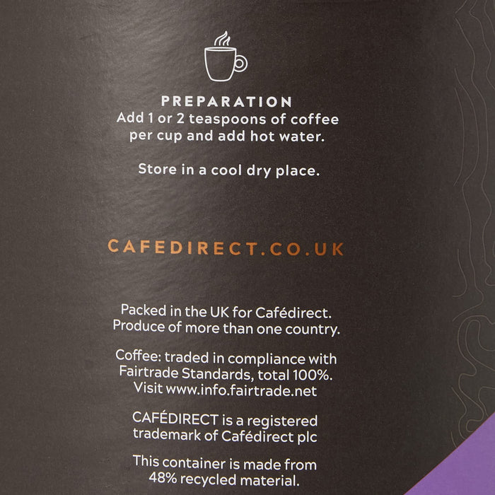 Cafe Direct Freeze Dried Caffeinated Instant Coffee Can Smooth Fairtrade 500 g