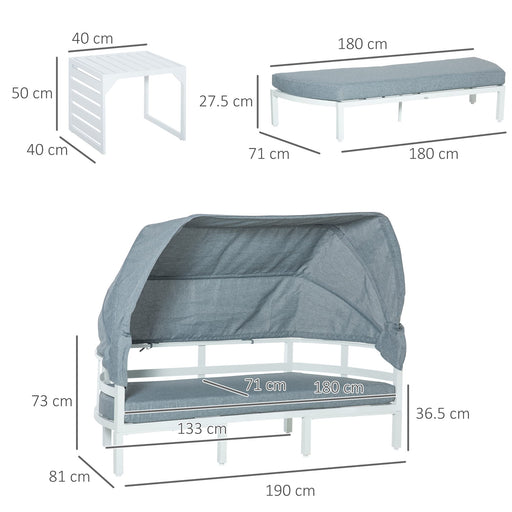 OutSunny Sofa 810 x 1,900 x 730 mm Aluminium, PP (Polypropylene), PL (Polyester) White