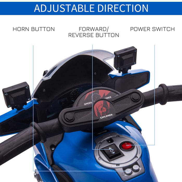 HOMCOM Kids 6V Electric Pedal Motorcycle Ride-On Toy Blue