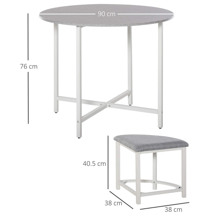 HOMCOM Dining Table Set and Stools Grey