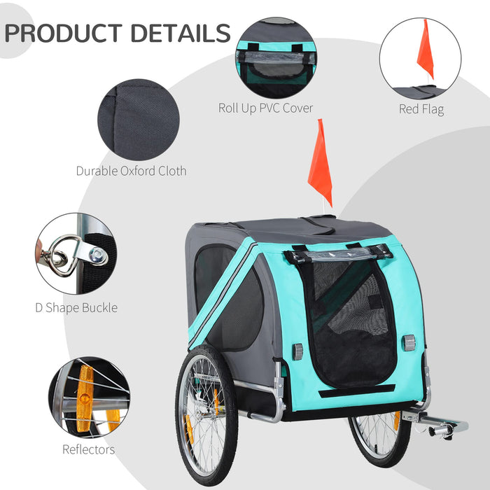 PawHut Pet Bike Trailer Green, Grey 730 mm x 1300 mm x 900 mm