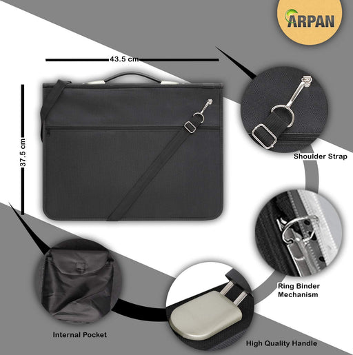 ARPAN Conference Folder ST-9554-A3 37.5 x 48.5 x 5 cm Black + Pack of 10 A3 Punched Pockets