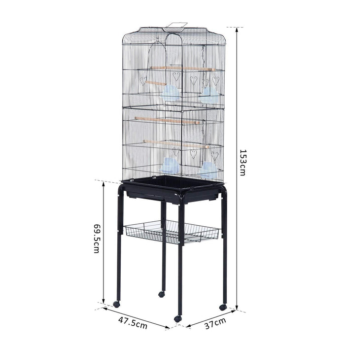 PawHut Bird Cage Black 370 mm x 475 mm x 1530 mm