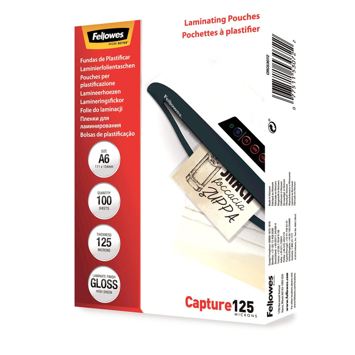 Fellowes Laminating Pouches 125 microns Transparent Pack of 100