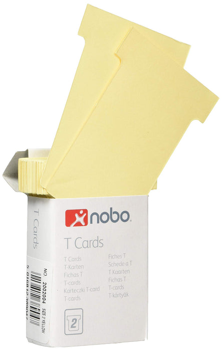 Nobo Size 2 T-Cards Yellow 4.9 x 8.5 cm Pack of 100