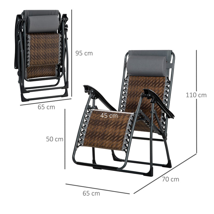 OutSunny Rattan Recliner Chair Brown