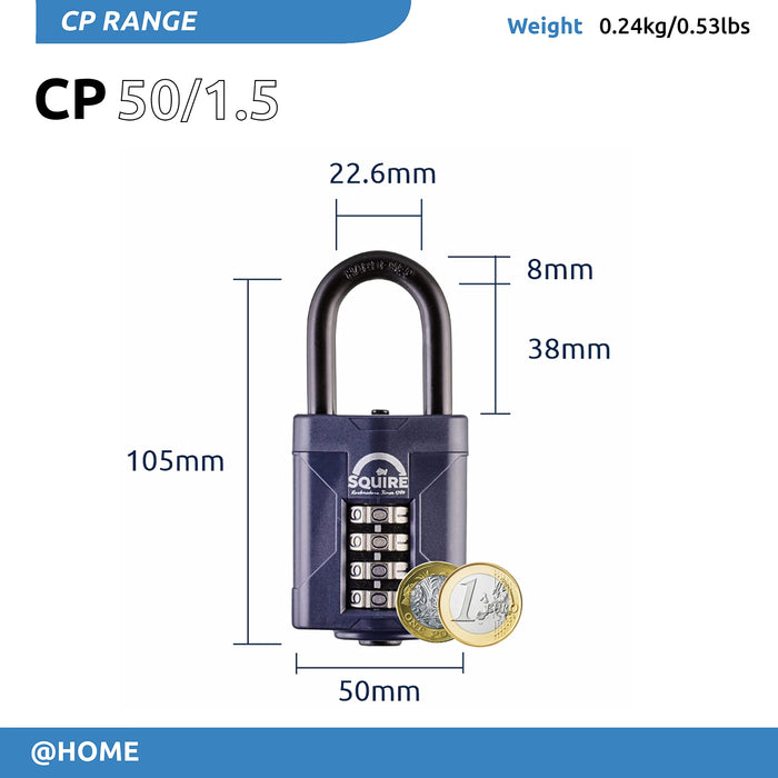 SQUIRE Combination Padlock CP50/1.5 Hardened Steel