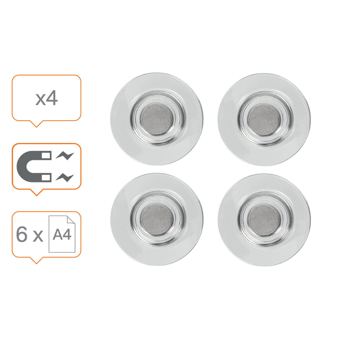 Nobo Whiteboard Magnets 1904116 32 x 32mm Transparent Pack of 4