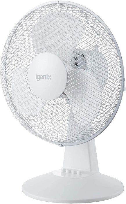 igenix Desk Fan FANPK06 Non Height Adjustable Main 25 W Plastic White 2 21.5 x 27.5 x 38 cm Pack of 2