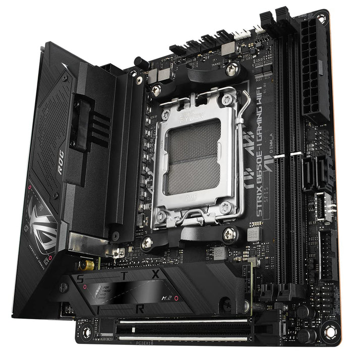 ASUS ROG Strix B650E-I Gaming WiFi - Motherboard - mini ITX - Socket AM5 - AMD B650 Chipset - USB 3.2 Gen 1, USB 3.2 Gen 2, USB-C 3.2 Gen2, USB-C 3.2 Gen 2x2 - 2.5 Gigabit LAN, Wi-Fi - onboard graphics (CPU required) - HD Audio (8-channel)