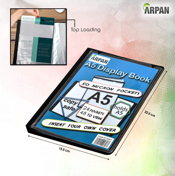 ARPAN Display Book A5 Black 24 Pockets