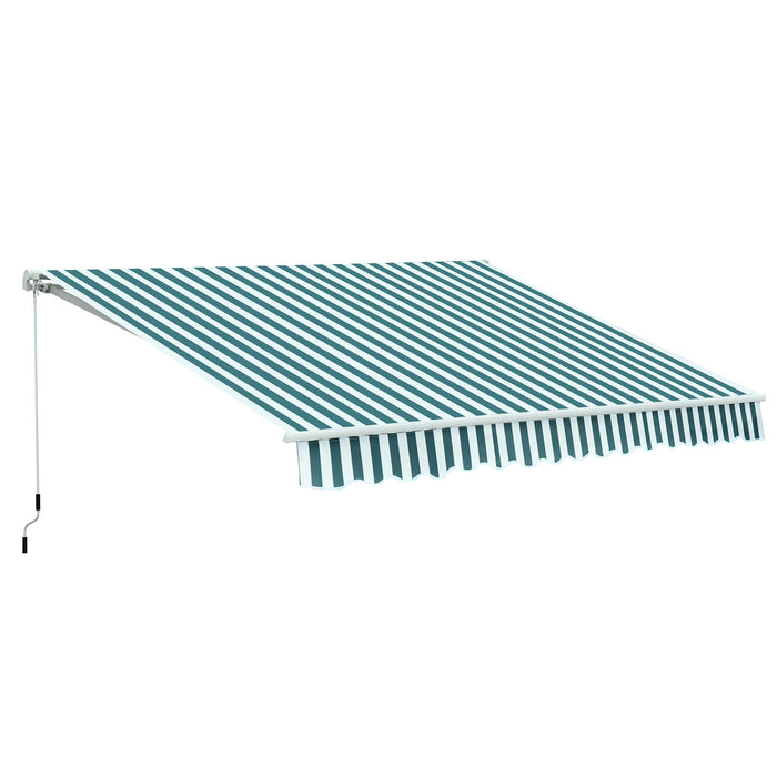 OutSunny Manual Retractable Awning, size (3m x 2.5m) Green/White Stripes