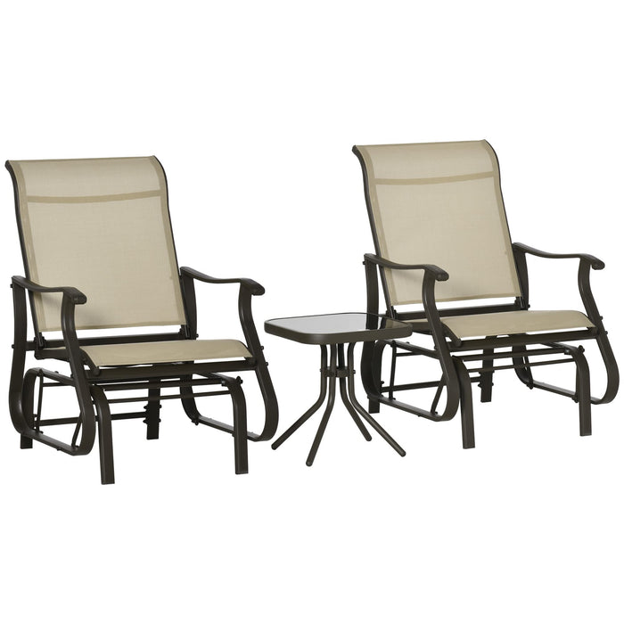 OutSunny Chair 775 x 655 x 970 mm Steel, Texteline, Tempered Glass Khaki