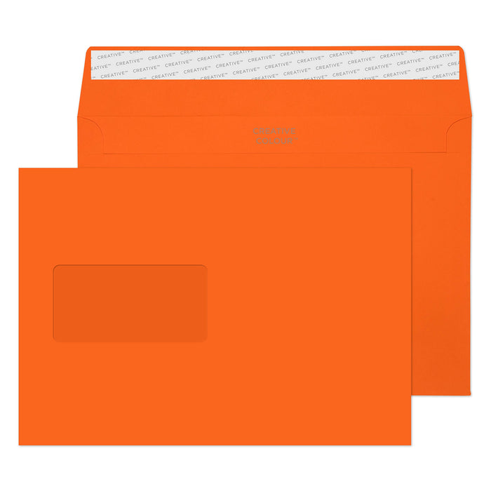 Creative Peel & Seal C5 Coloured Envelope Orange 229 (W) x 162 (H) mm Window 120 gsm Pack of 500