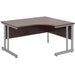 Corner Right Hand Design Ergonomic Desk with Walnut MFC Top and Silver Frame Adjustable Legs Momento 1400 x 1200 x 725 mm