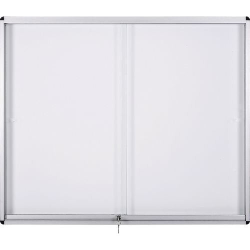 Bi-Office Exhibit Indoor Lockable Notice Board Magnetic 8 x A4 Wall Mounted 96.7 (W) x 70.6 (H) cm White