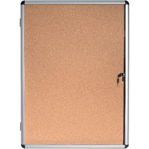 Bi-Office Enclore Indoor Lockable Notice Board Non Magnetic 9 x A4 Wall Mounted 72 (W) x 98.1 (H) cm Brown