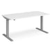 Elev8² Sit Stand Single Desk with White Melamine Top and Silver Frame 2 Legs Mono 1600 x 800 x 675 - 1175 mm