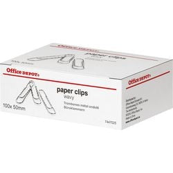 Office Depot Paper Clips Wavy 50mm Silver Pack of 100