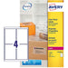 Avery L7569-25 Parcel Labels 139 x 99.1 mm Clear 25 Sheets of 4 Labels