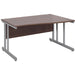 Freeform Right Hand Design Wave Desk with Walnut MFC Top and Silver Frame Adjustable Legs Momento 1400 x 990 x 725 mm