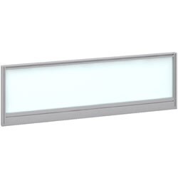 Dams International Desktop Glazed Screen Polar White Aluminium Silver Frame 1200 x 30 x 380mm