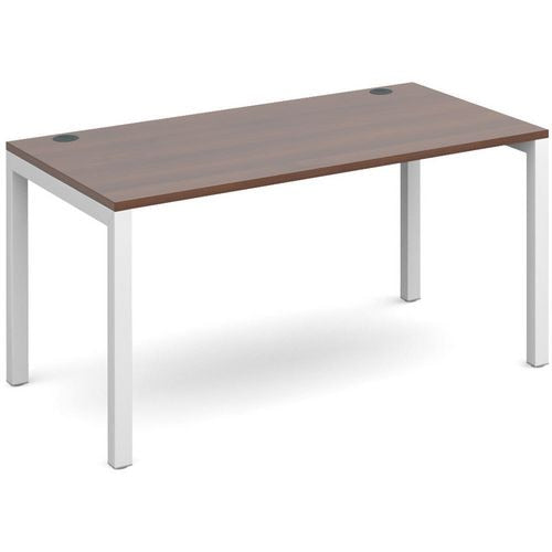 Dams International Rectangular Starter Unit Single Desk with Walnut Melamine Top and White Frame 4 Legs Connex 1400 x 800 x 725mm