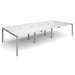 Dams International Rectangular Triple Back to Back Desk with White Melamine Top and Silver Frame 4 Legs Adapt II 3600 x 1600 x 725 mm