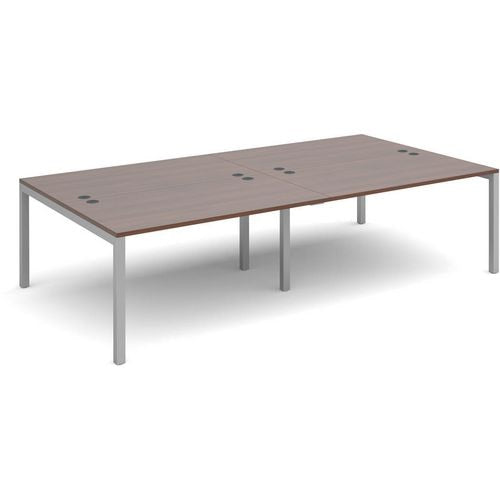 Dams International Rectangular Double Back to Back Desk with Walnut Melamine Top and Silver Frame 4 Legs Connex 2800 x 1600 x 725mm