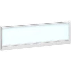 Dams International Desktop Glazed Screen Polar White Aluminium White Frame 1200 x 30 x 380mm