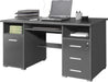 GERMANIA Home Office Desk with Anthracite Coloured Melamine Top and 3 Lockable Drawers 484 1,450 x 700 x 750 mm