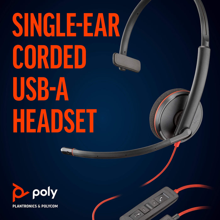 Poly Blackwire 3210 Office USB-A Wired Headset