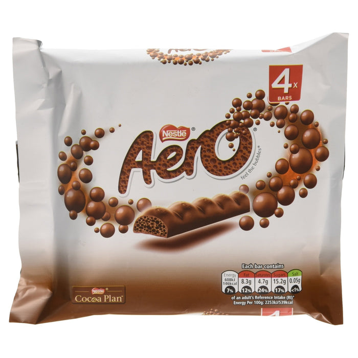 Nestlé Aero Milk Chocolate Bar No Artificial Colours, Flavours or Preservatives 27g Pack of 4