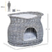 PawHut Wicker Bed Grey 370 mm x 560 mm x 400 mm