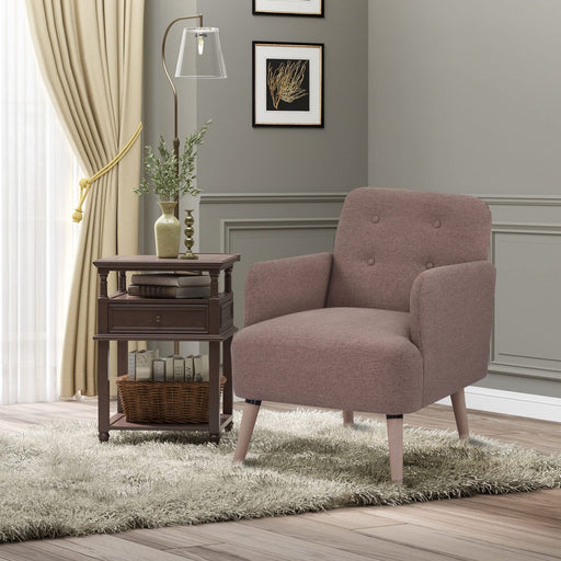 HOMCOM Armchair Brown PL (Polyester), Eucalyptus Wood, Sponge